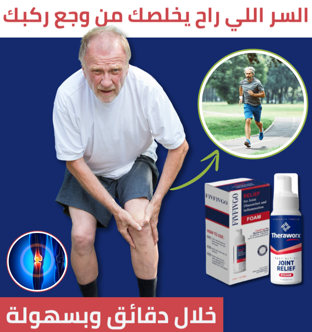 الحل النهائي اوجاع الركبة Theraworxs رغوة